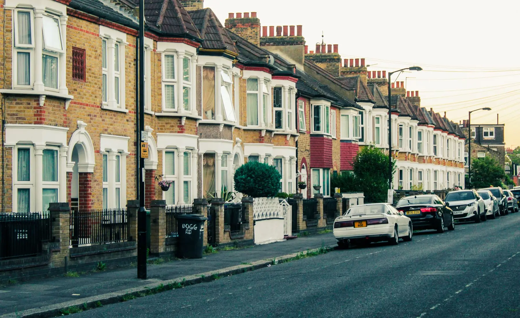 Street of Victorian terraced houses in south London